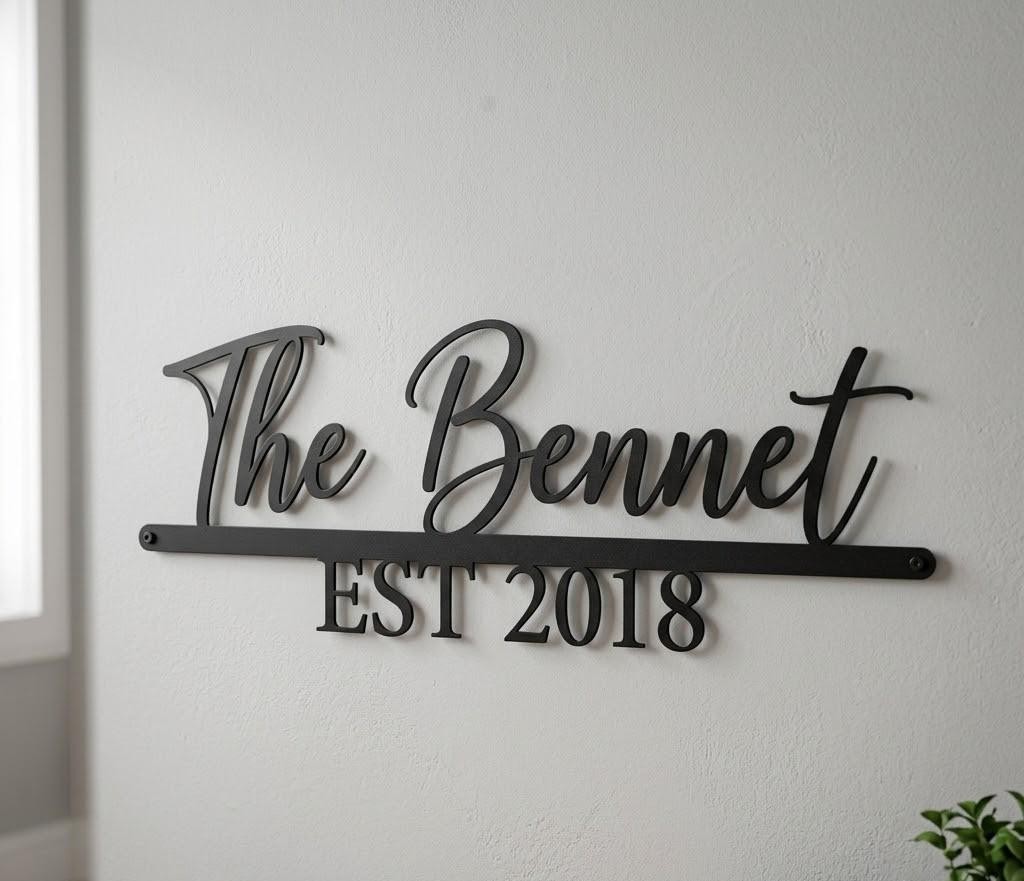 Personalized Family Name Metal Sign, Custom Last Name Wall Decor