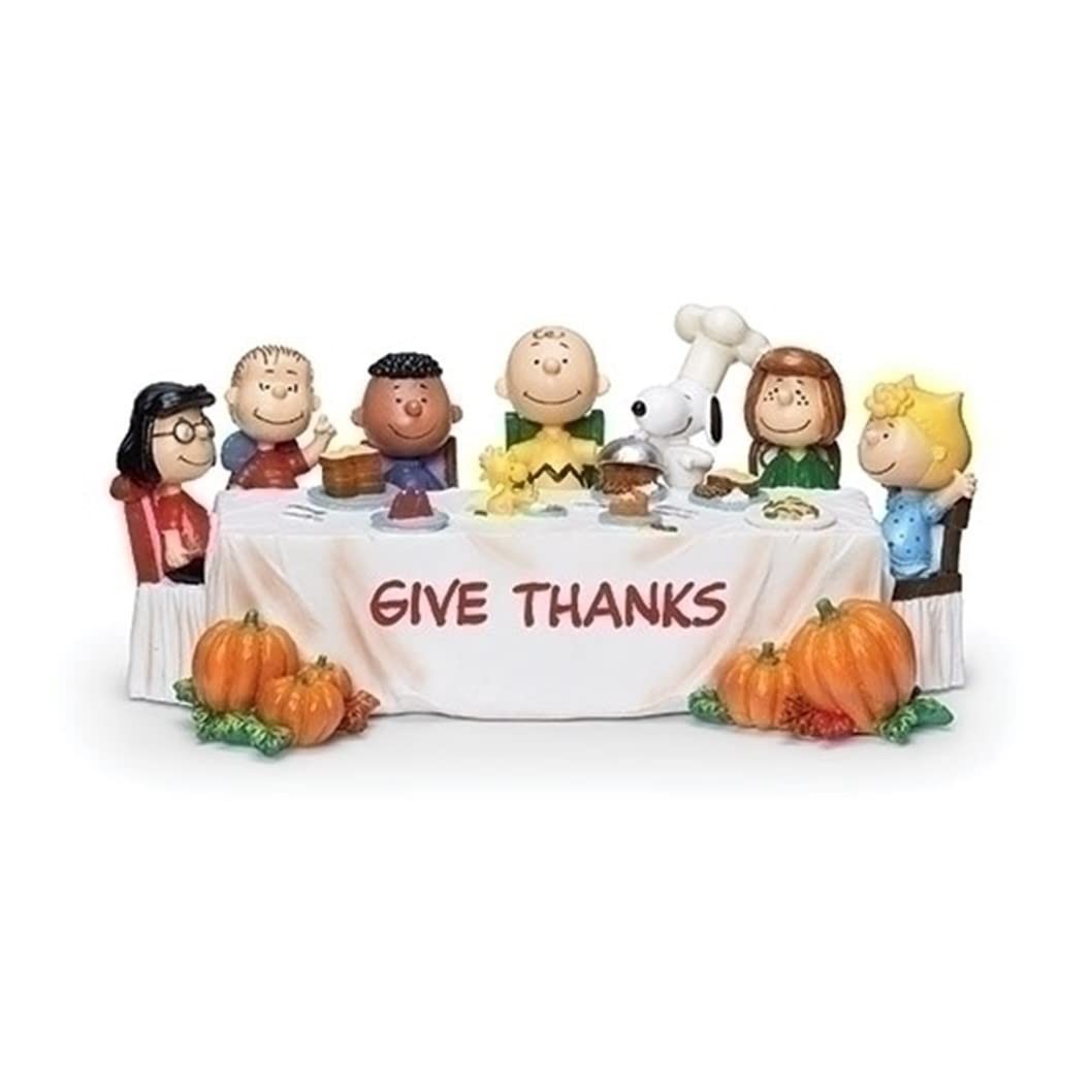 Roman Peanuts Give Thanks Table Figurine, 4.75-inch Height, Seasonal Decoration