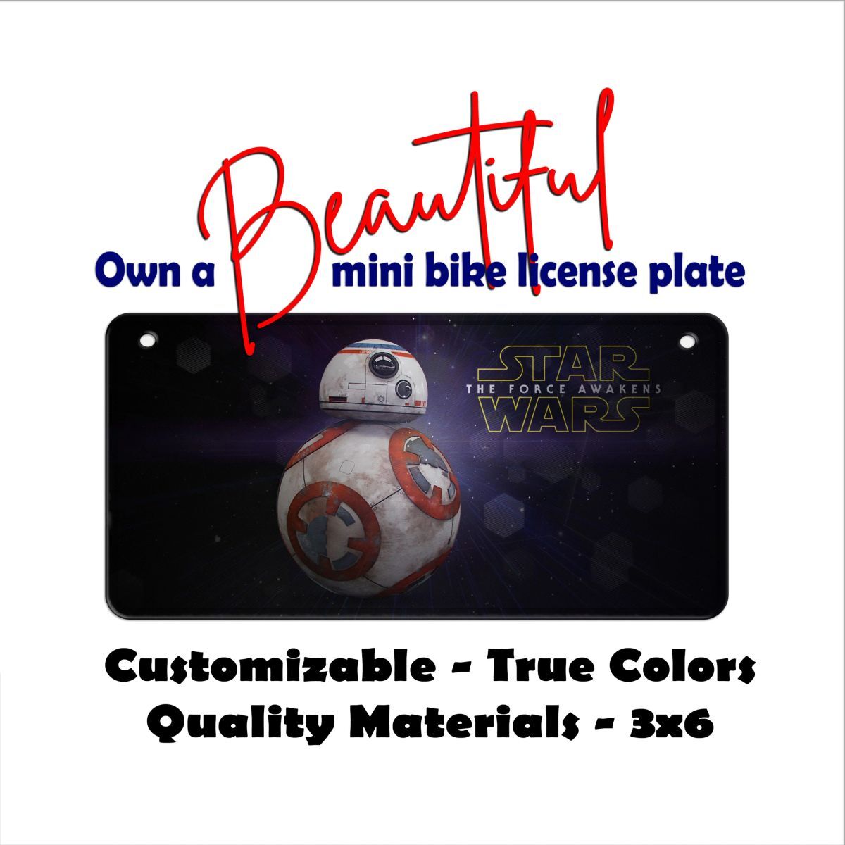 Star Wars BB-8 bb8 license plate frame Car Motorcycle Bike Key chain Luggage Tag