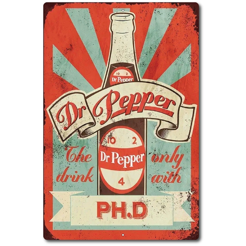 Dr Pepper Sign Metal tin Vintage look. metal Soda SIGN Tin PEPPER Bar . decor