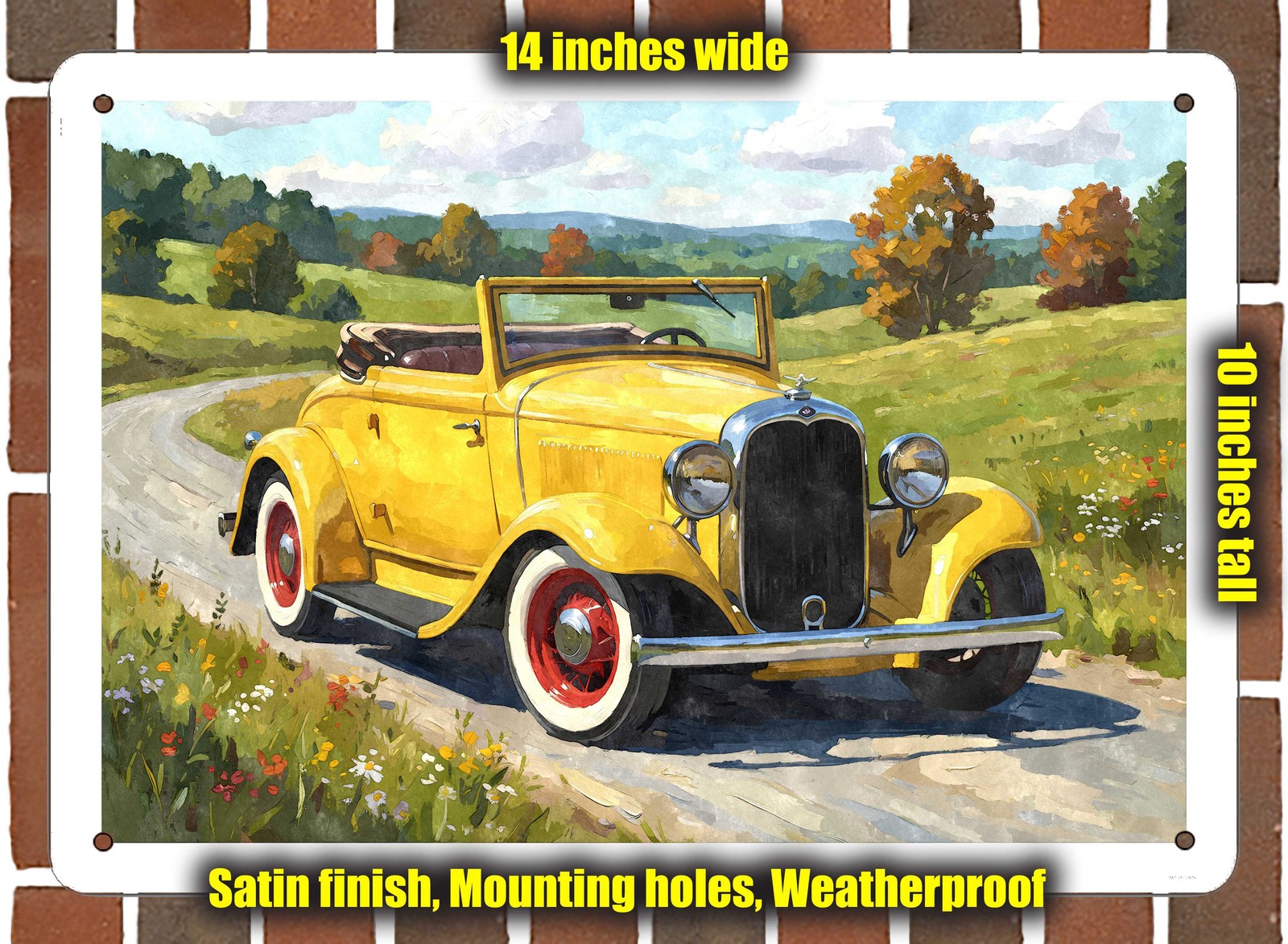 Metal Sign – 1932 Plymouth Cabriolet Watercolor – 14×10