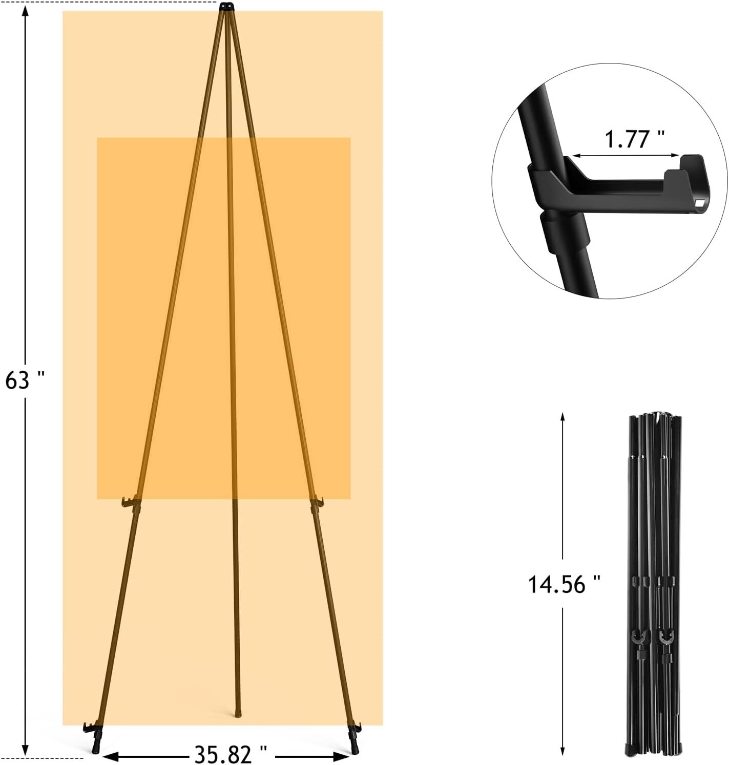 2 Sturdy Display Easel Stand for Wedding Instant Tripod Portable Floor Easel 63&Prime;