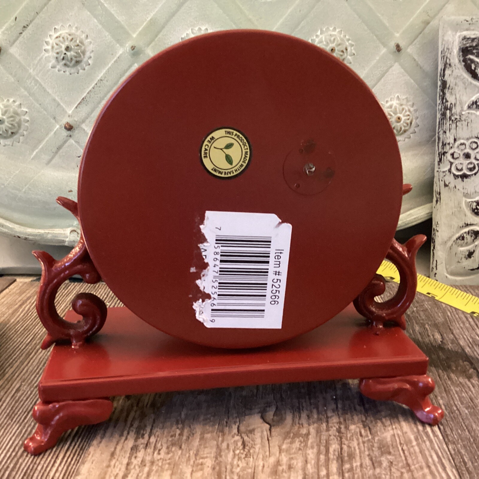 Red Vintage Archaic Look Décor Clock tested Paris France La Beaujolais Shabby