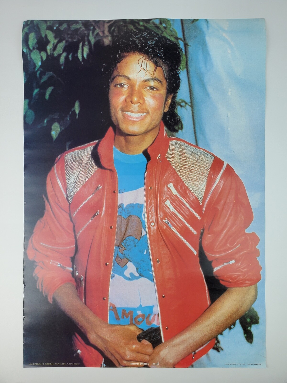 Vintage 1984 Michael Jackson Wall Poster Red Thriller Jacket Young Michael 24×16