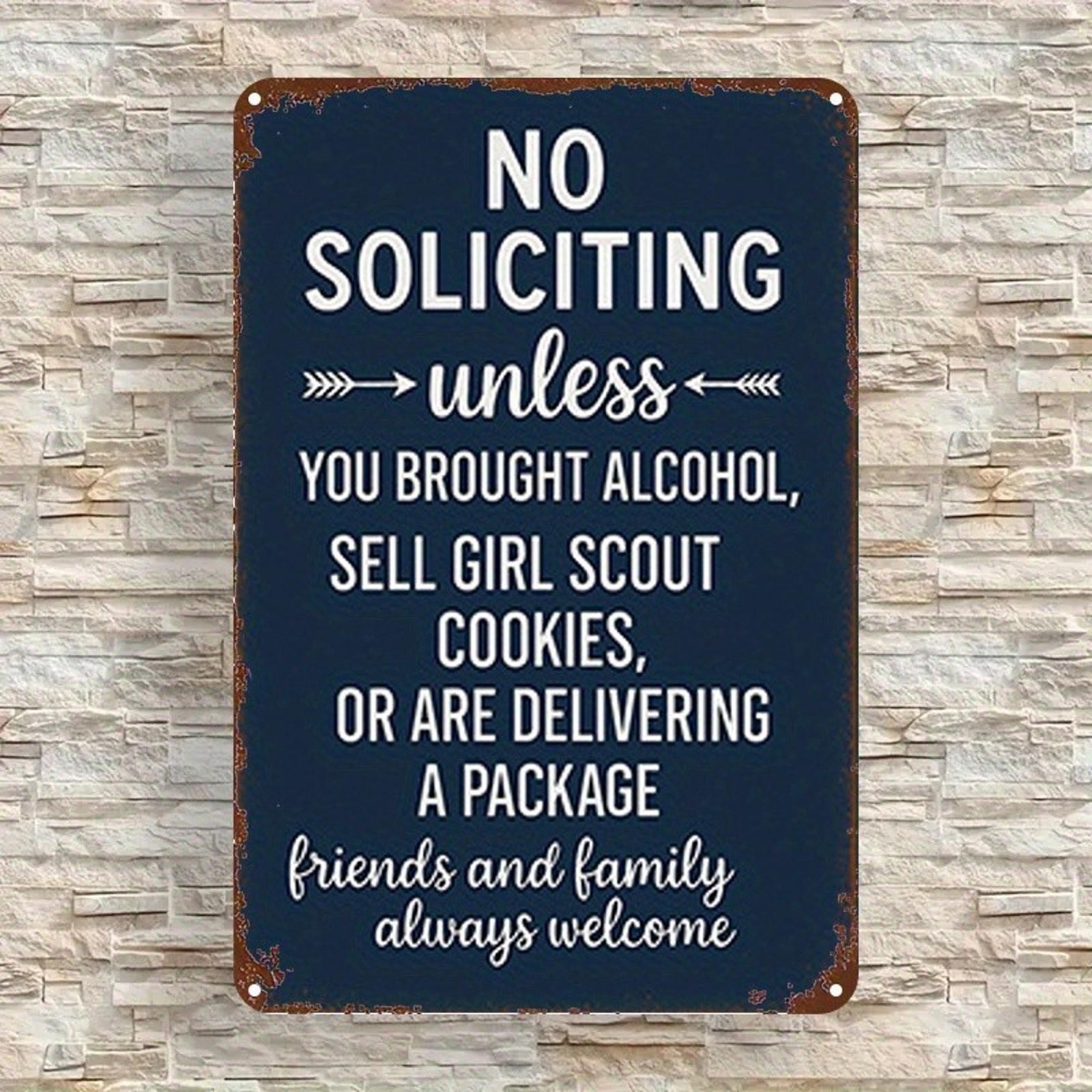 Retro Metal Sign Funny No Soliciting Unless Aluminum Sign 8×12 Inches
