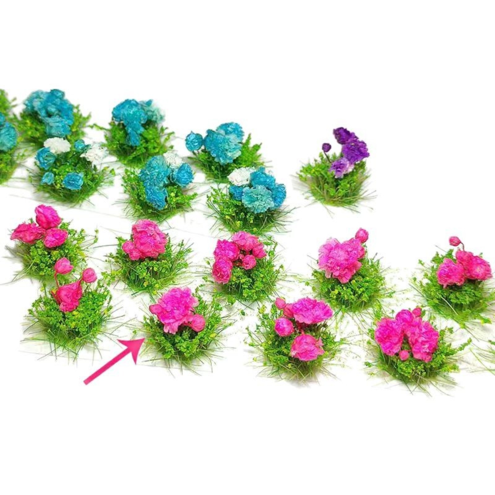 49Pcs Miniature Flower Cluster Self Adhesive Flower Groups Static Grass Tufts
