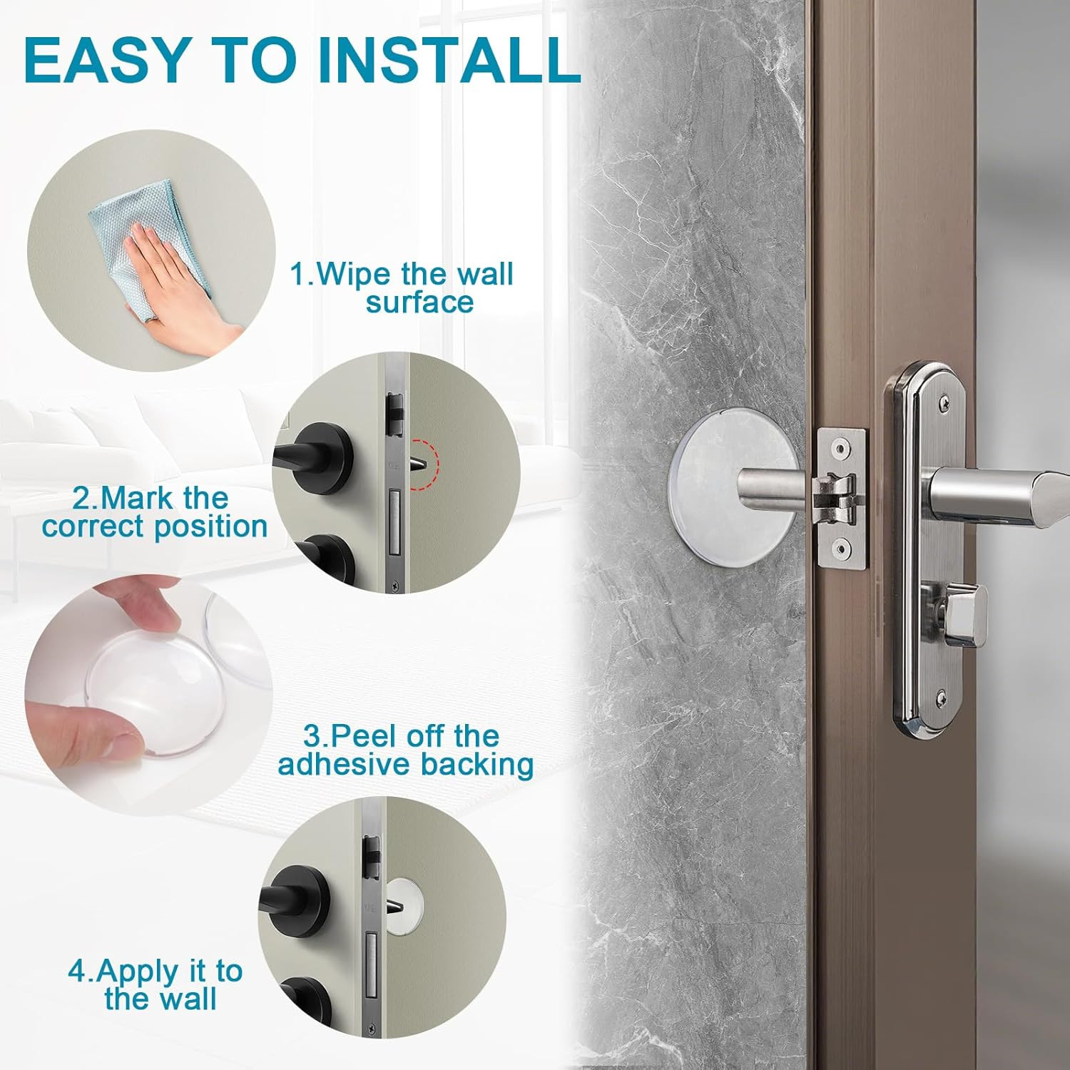 12 PCS Multifunctional 2&Prime; Door Stoppers for Wall – Door Knob Wall Protector – Wa