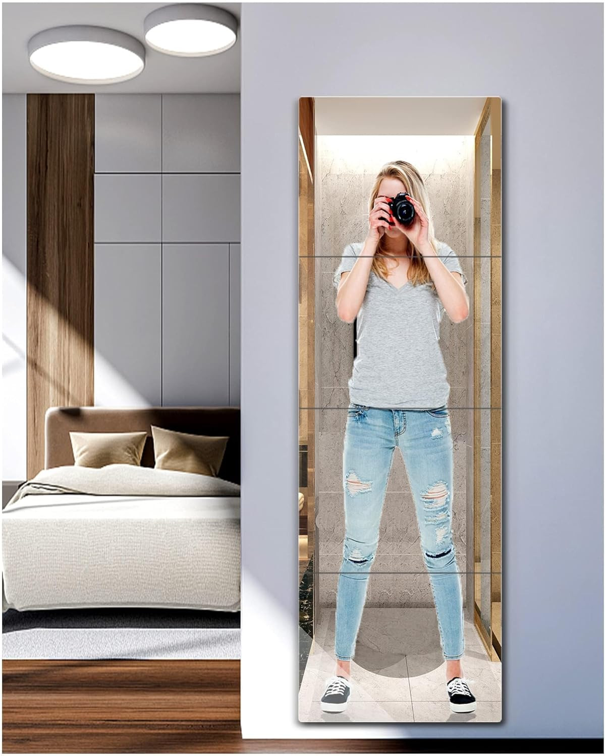 Unbreakable Full Length Mirror for Wall Mounted, over the Door Mirror, Full Body