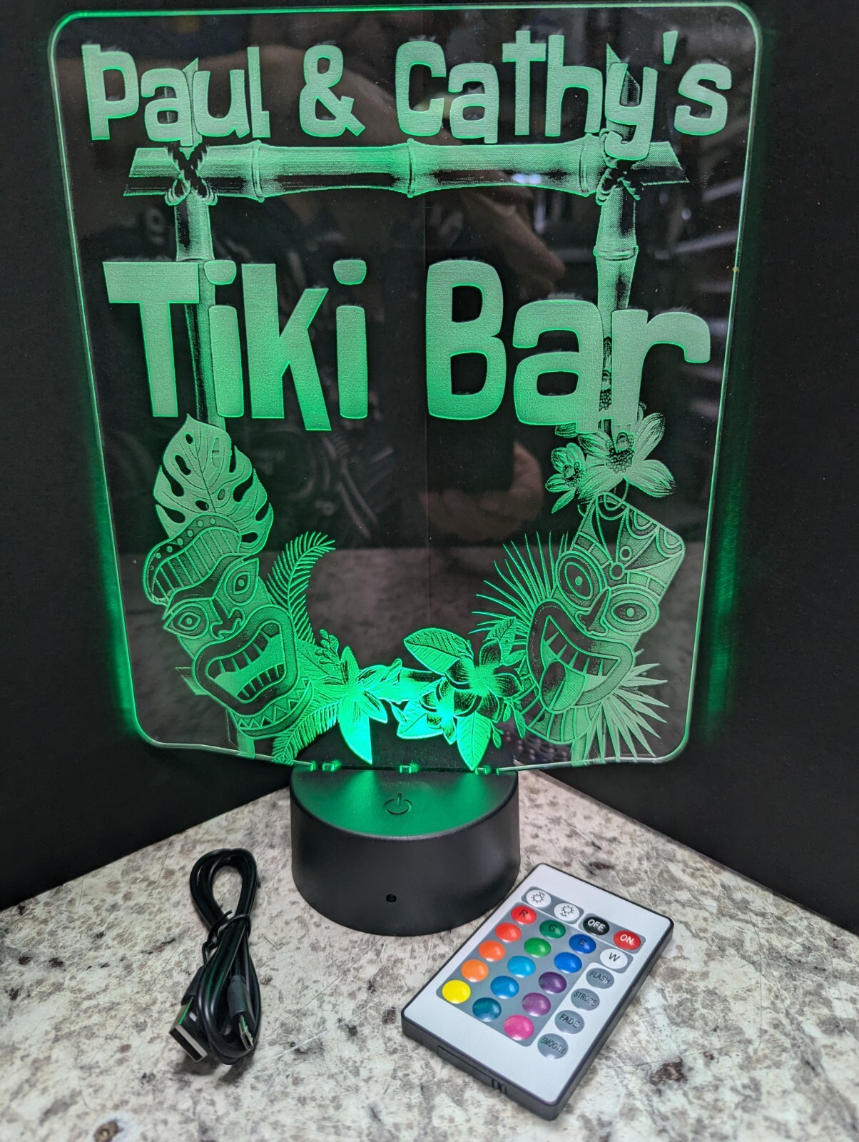 TIKI BAR Large Customizable L.E.D. Sign Display
