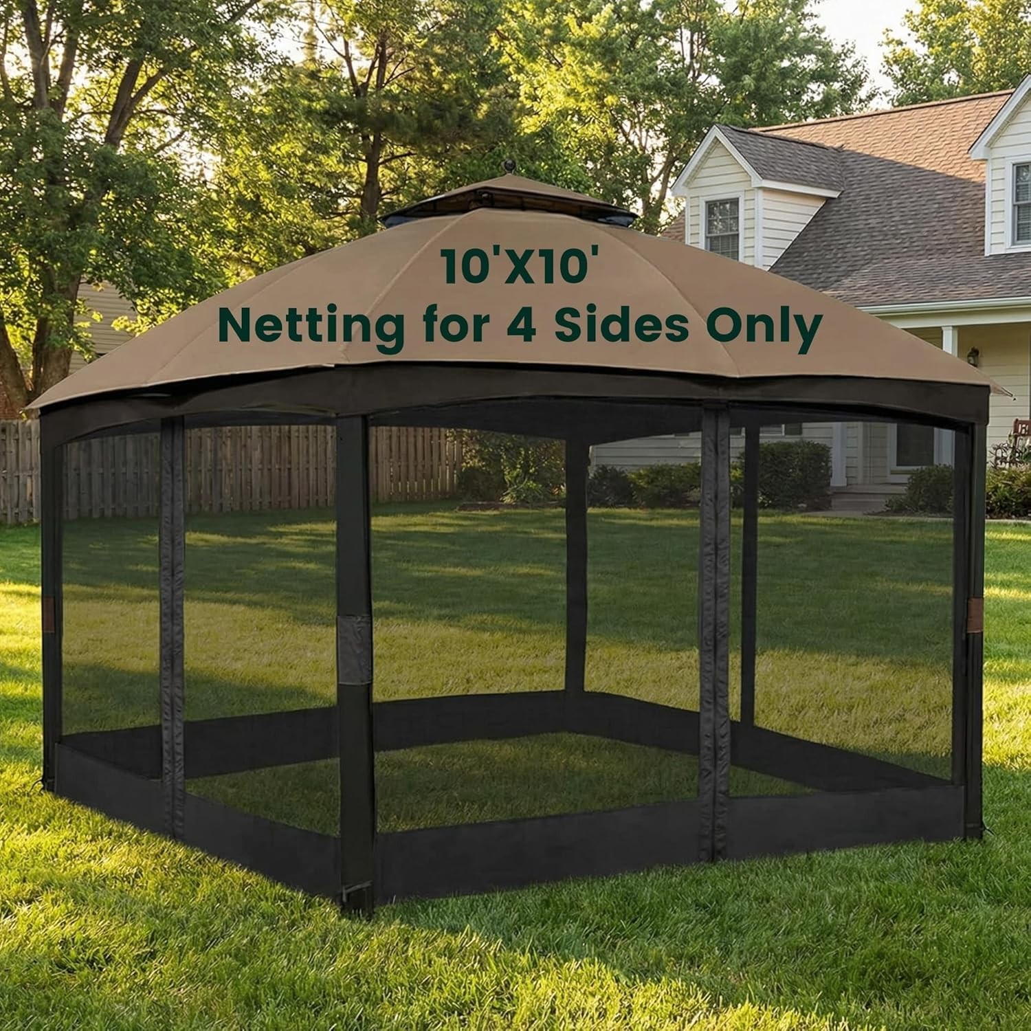 OLILAWN Gazebo Universal Replacement Mosquito Netting, 10&prime; x 10&prime; Outdoor Cano…