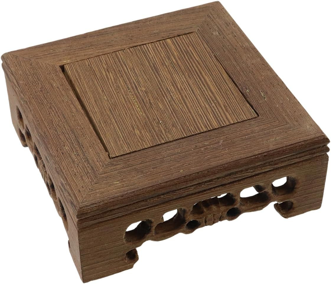 Wooden Display Stand Base 4&Prime; X 4&Prime; Wood Carved Craft Pedestal Traditional Wooden