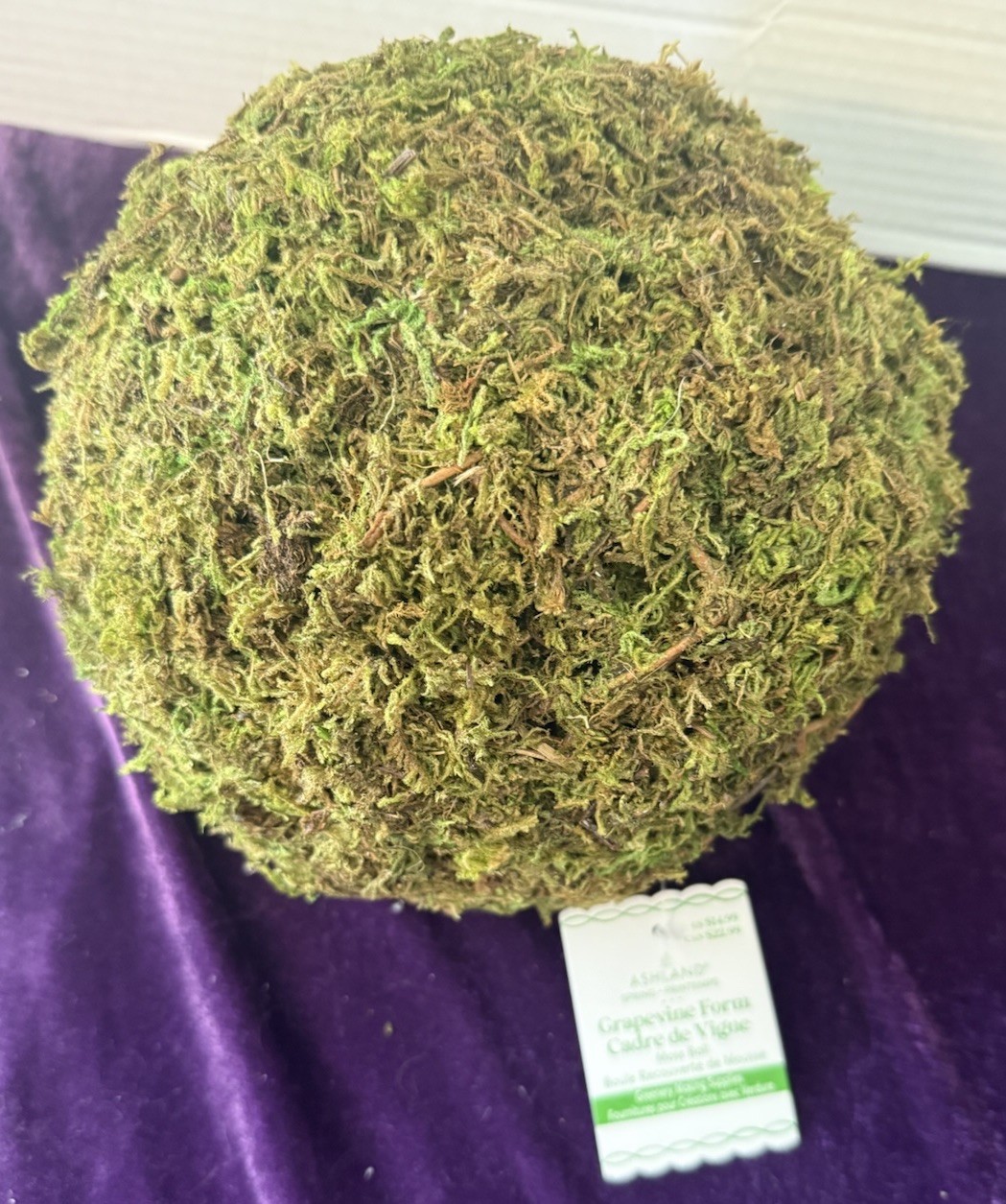 Ashland Spring Grapevine Form Moss Ball 7”x6” See Photos *damage* NWT Greenery