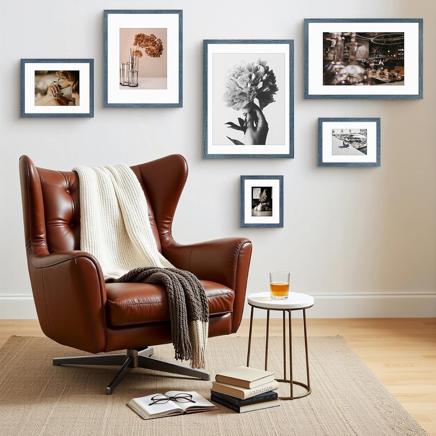 Versatile Blue 8×10 Frame with Removable Mat for Vertical or Horizontal Display
