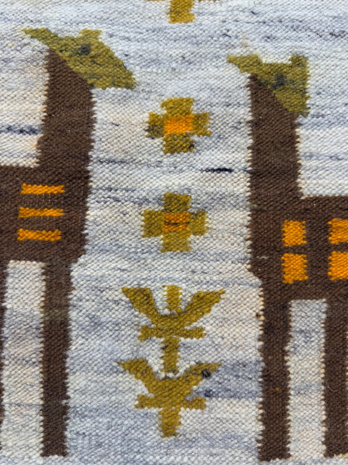 Vintage Beautiful Hand Woven Polish Polandi Wool Weaving Tapestry Kilim Rug