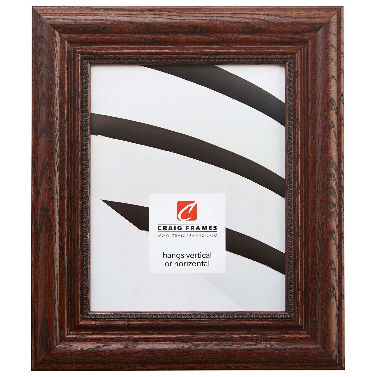 Craig Frames Traditional Ornate, 2.25&Prime; Dark Walnut Brown Hardwood Picture Frame