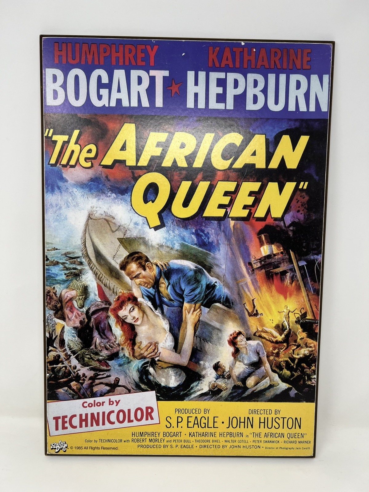 1985 Radio Days African Queen Movie Poster Billboard Wood 19”x13” Bogart Hepburn