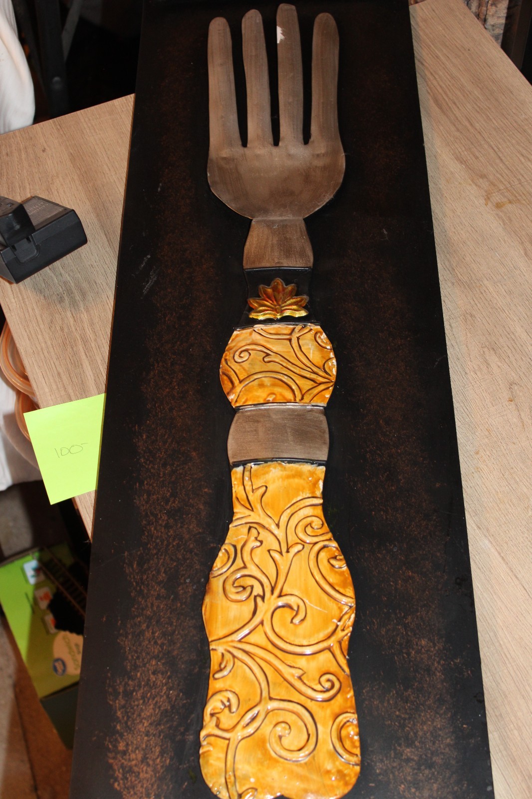 Large Metal Fork Wall Hanging With Raised Details 33.5&Prime; x 10&Prime; Kitchen Decor
