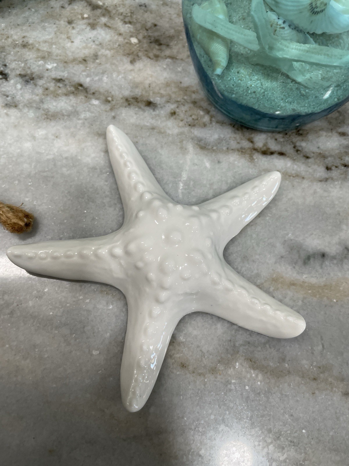 Nautical Coastal Decor Set Anchor Wall Art Blue Candle Jars Starfish Beach