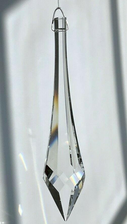 100mm Majestic Icicle Clear Crystal Pendant Prism Suncatcher 4&Prime;