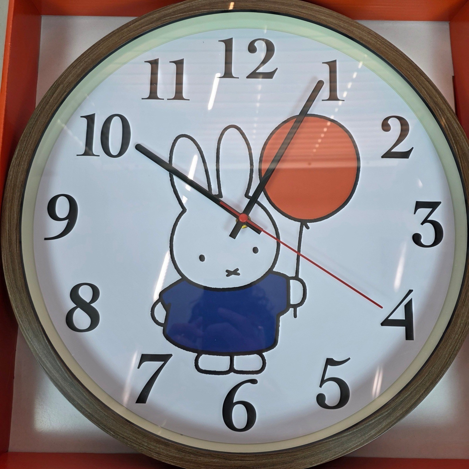Miffy Wall Clock Brown Wood Grain Bunny Balloon Analog MIF1002BX