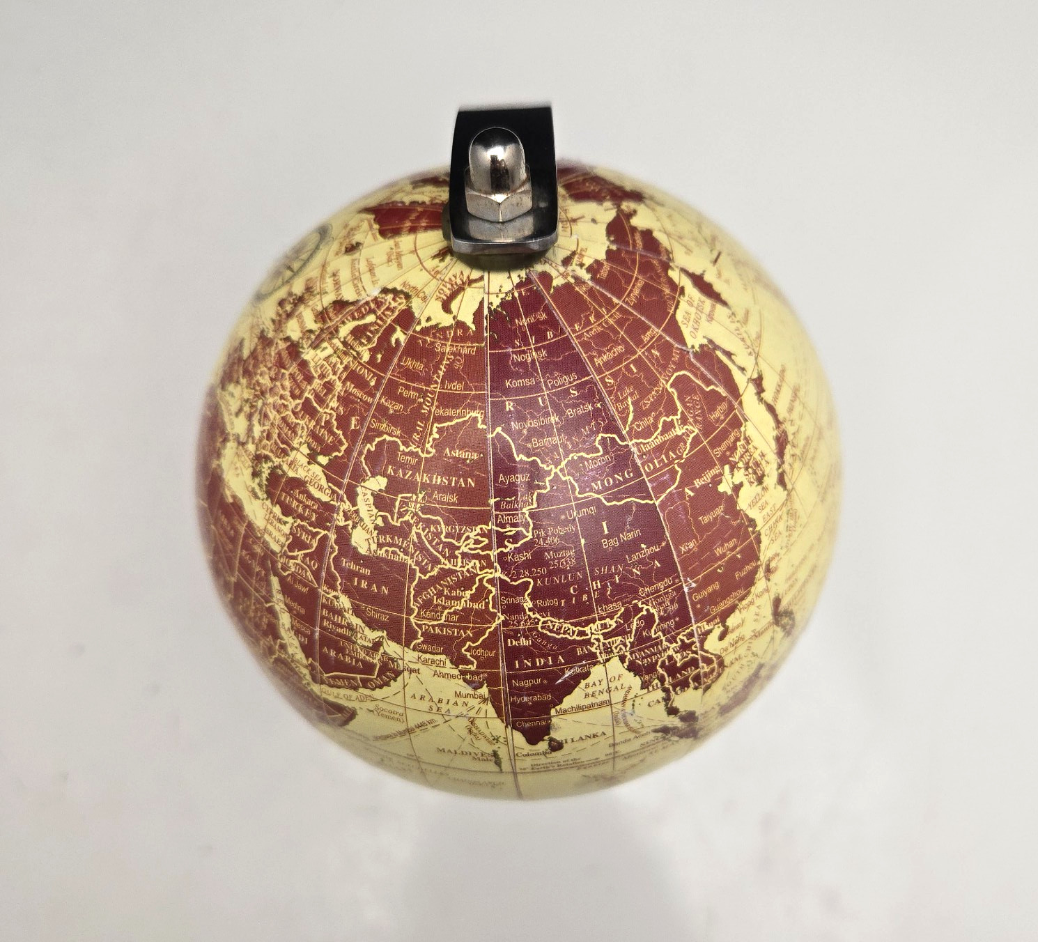 Tabletop World Globe Earth Rotating Made in India Chrome Metal Stand 7.5&Prime; 2008