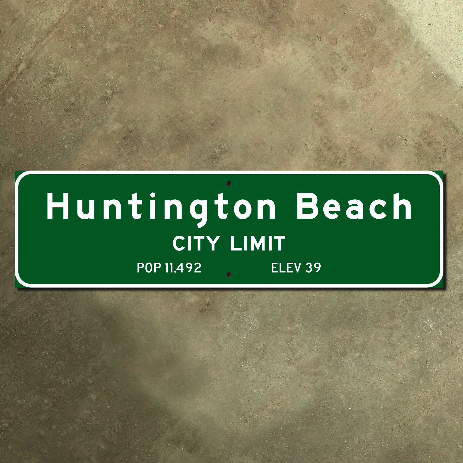 California Huntington Beach city limits highway 1962 surf road sign marker 22×6