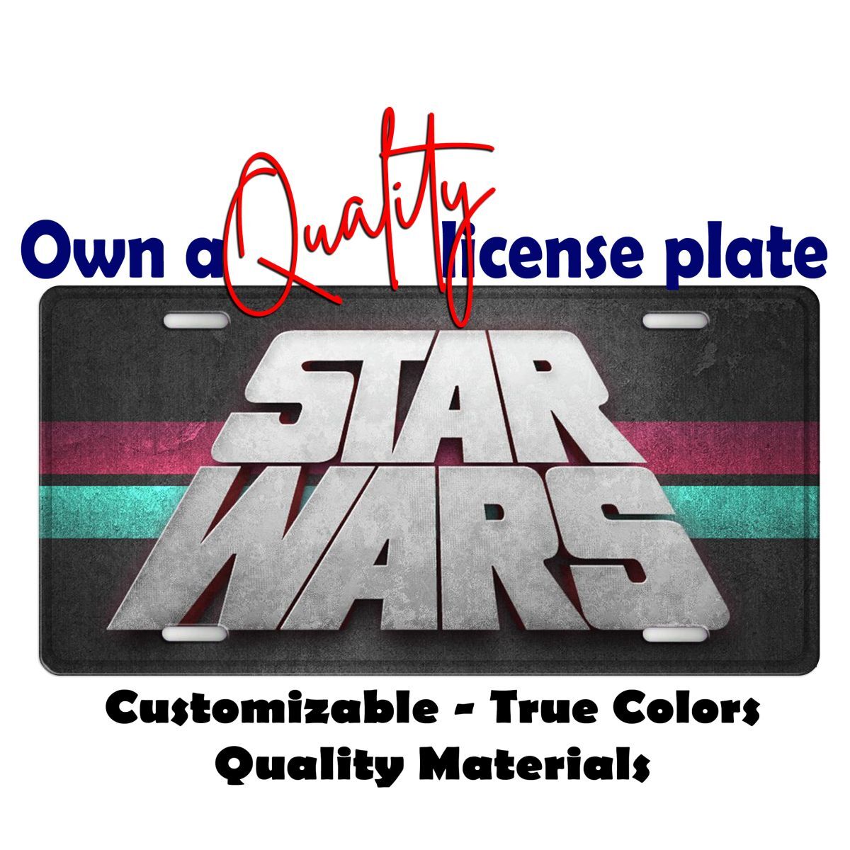 Star Wars Pink Green White license plate frame Car Bike Key chain Luggage Tag