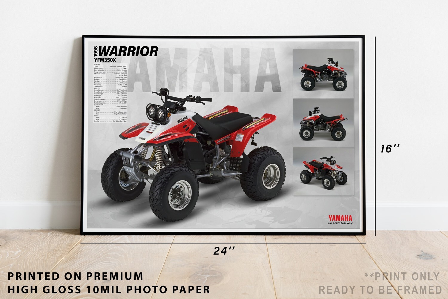 1998 Yamaha Warrior 350 YFM350X Banner Poster Flyer Brochure ATV Quad OEM Art