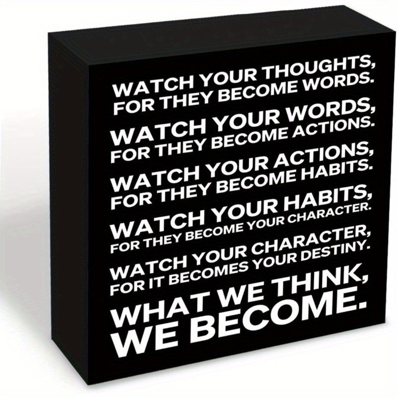 Inspirational Office Wooden Sign « Watch Your Thoughts Home Decor 5*5in Gifts