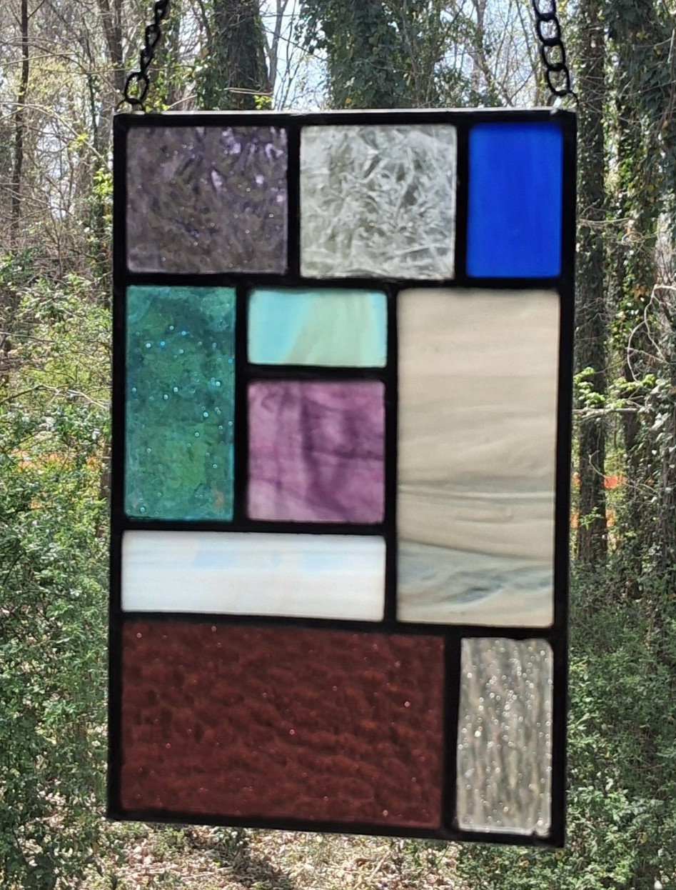 Real Stained Glass Wine and Sky Suncatcher, Ready to Hang, Not Plastic, 5 x 7.5&Prime;