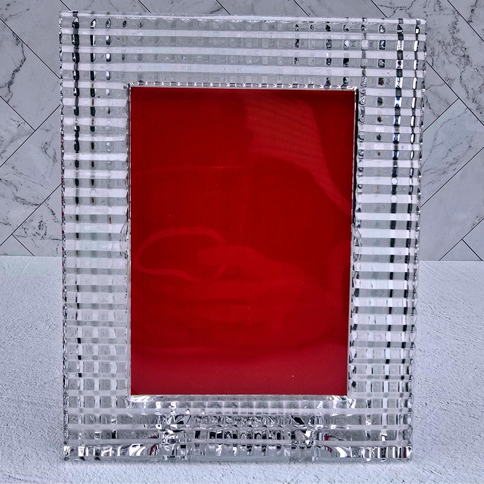 Baccarat Crystal Eye Picture Frame 5×7 Signed Etched Heavy Cut Crystal