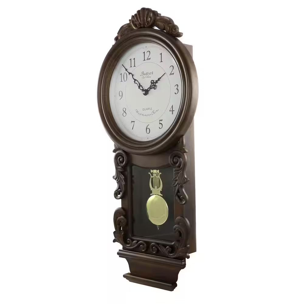 Chestnut Chiming Pendulum Wall Clock
