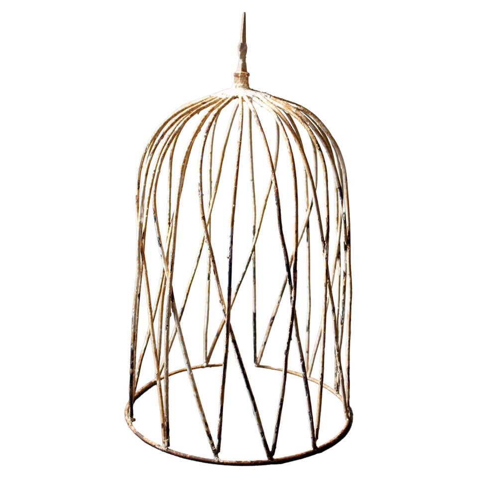 Large Rustic Farmhouse Wrought Iron Crown Decorative Cage Cloche Plant Climber