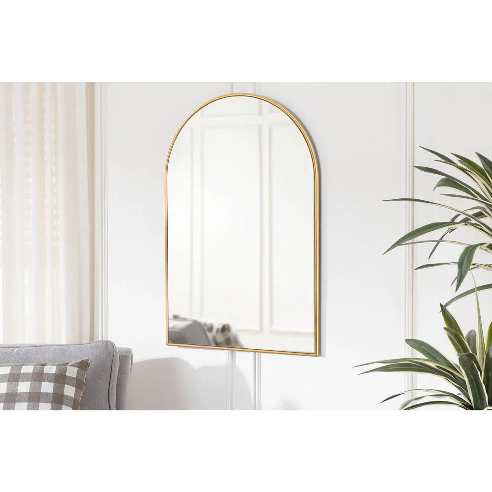 Medium Arched Gold Classic Accent Mirror Dome-shaped Design 35 in. H x 24 in. W