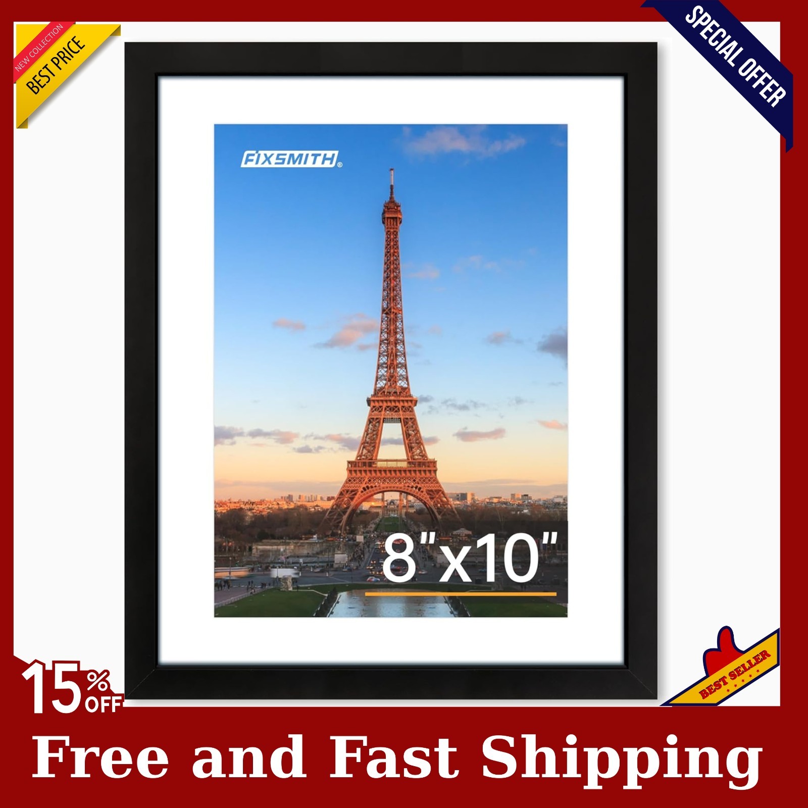 8×10 Picture Frame 1 Pack, Photo Frame With HD Plexiglass, Display Picture Black
