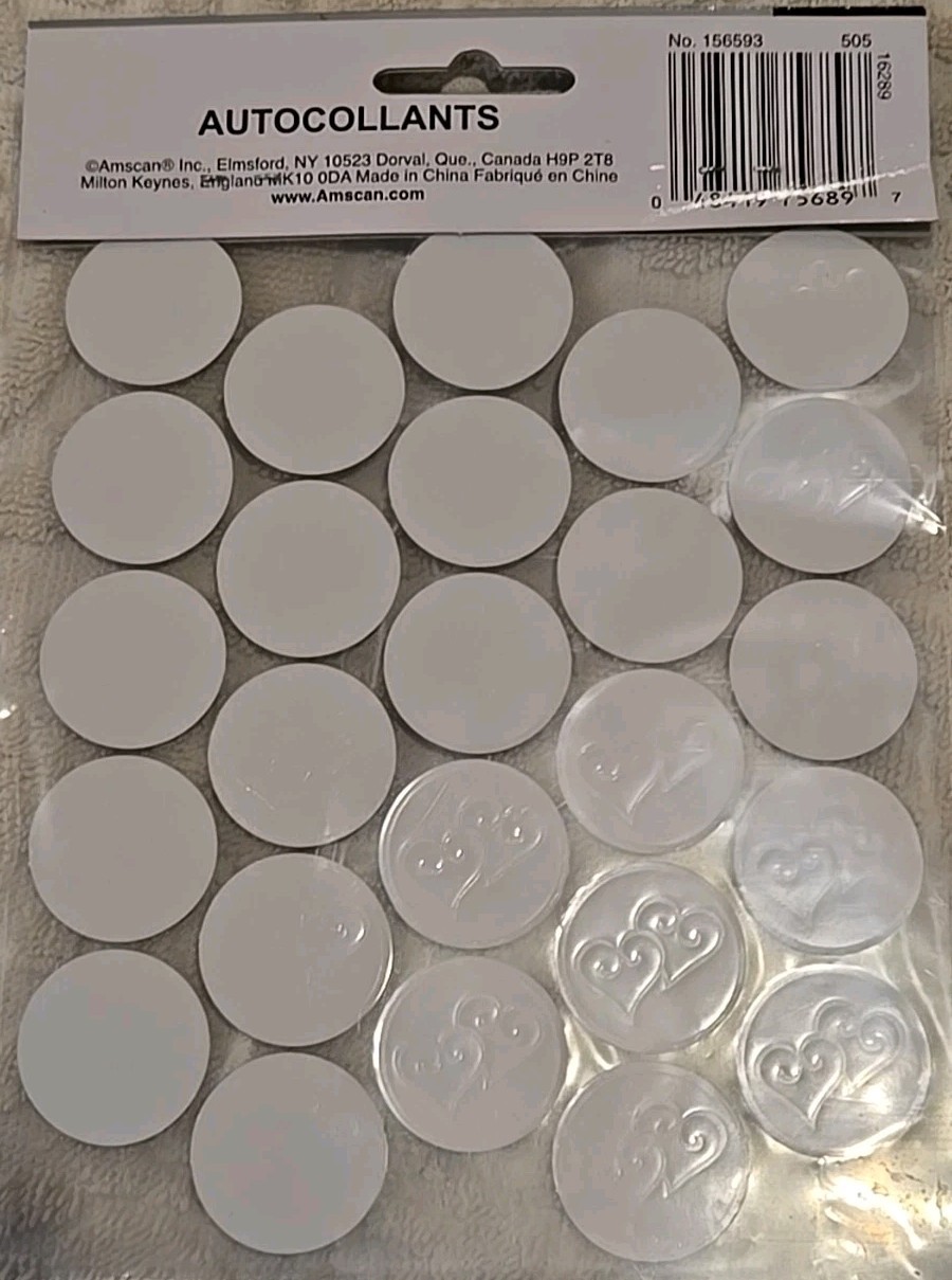Amscan Sticker Seals – Embossed Silver Hearts x 25 qty. 1 PKG New (C-40)