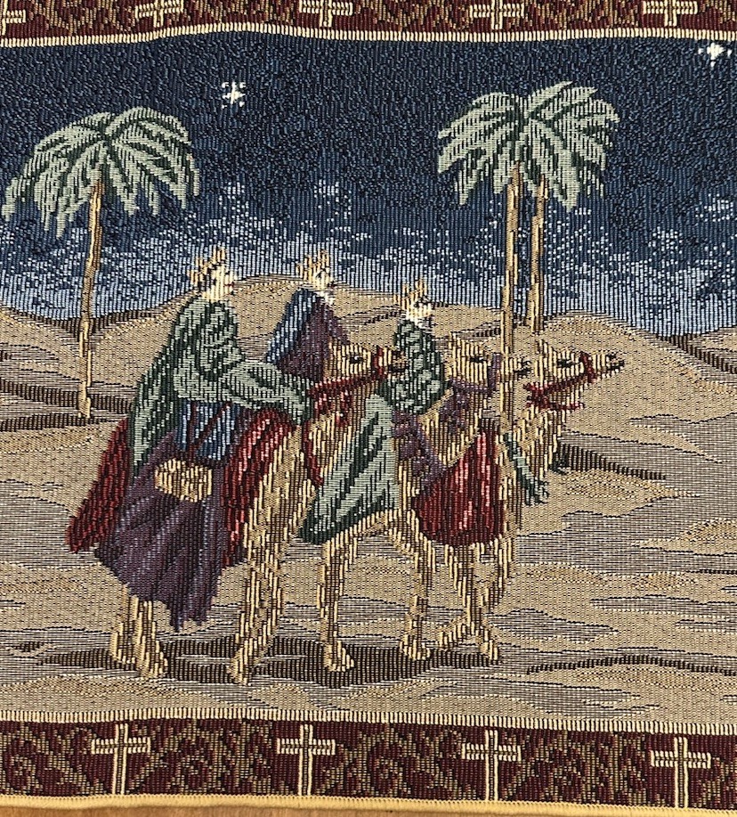 Nativity Scene Tapestry Table Runner Christmas Manger Baby Jesus Holiday 52×13”
