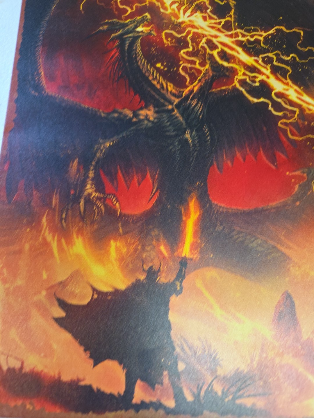 Fantasy Dragon vs Wizard Metal Sign Wall Art Plaque Fire Lightning Gothic Decor