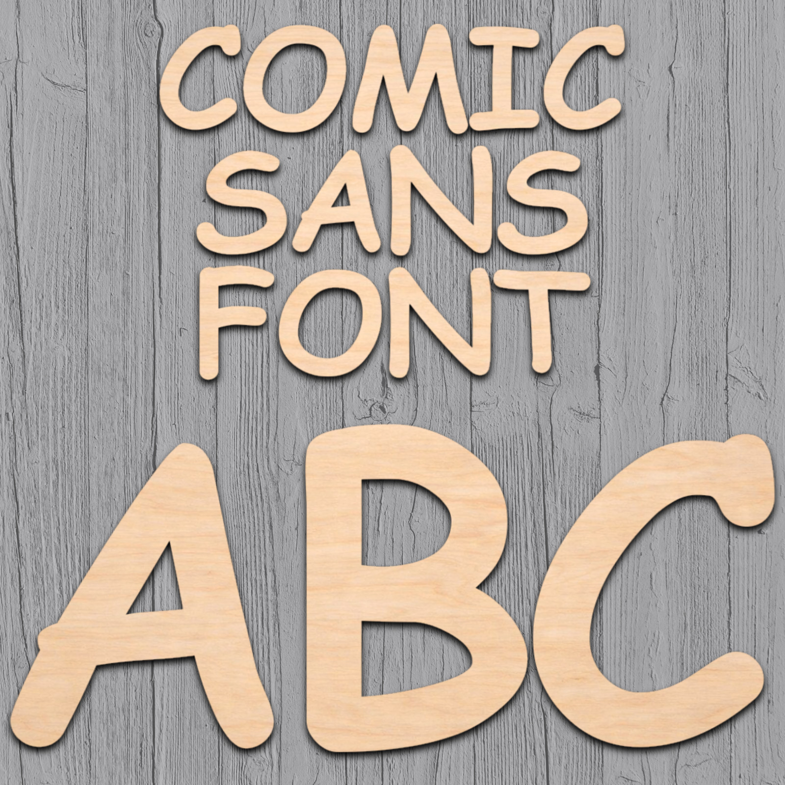 Comic Sans Font Wood Letters Numbers Cutout Unfinished Laser Cut 3mm Craft 14&Prime;