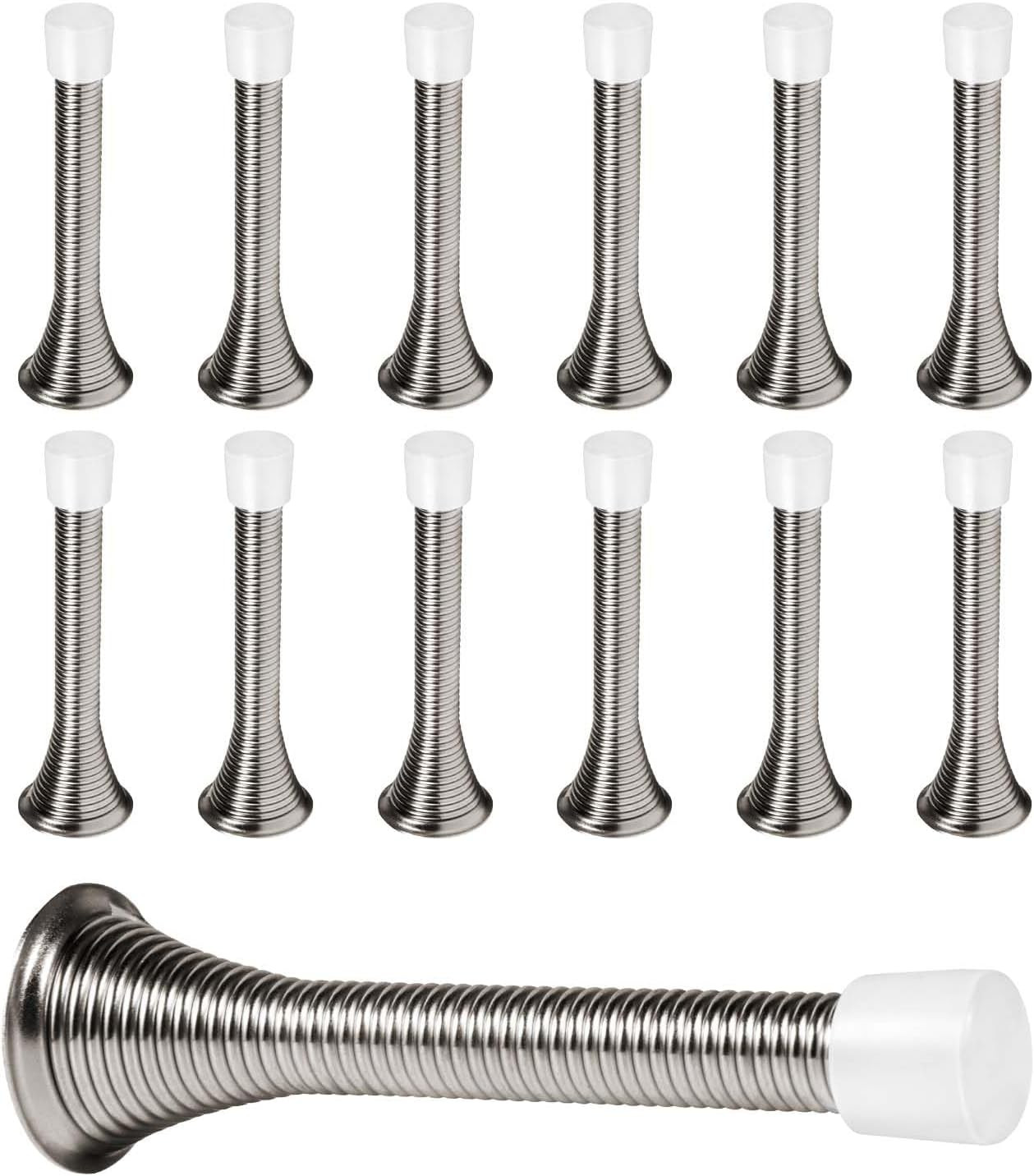 12 Pack Spring Door Stops 3 1/4 Inch Flexible Heavy Duty Spring Door Stopper wit