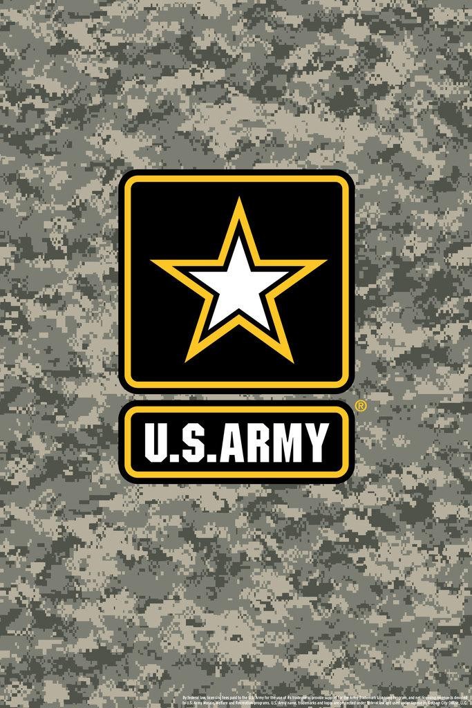 US Army Logo On Camouflage Camo USA Army Family Art Print Poster 24×36