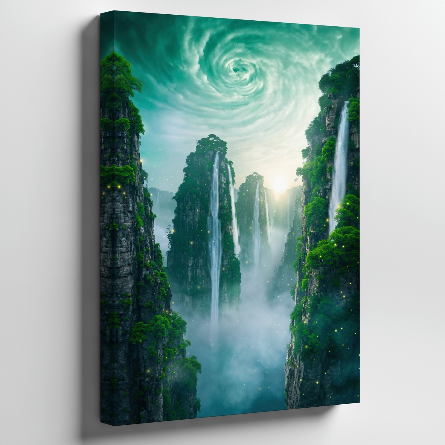 Breathtaking Fantasy Landscape Featuring Towering, Jagged Wall Art Canvas Print