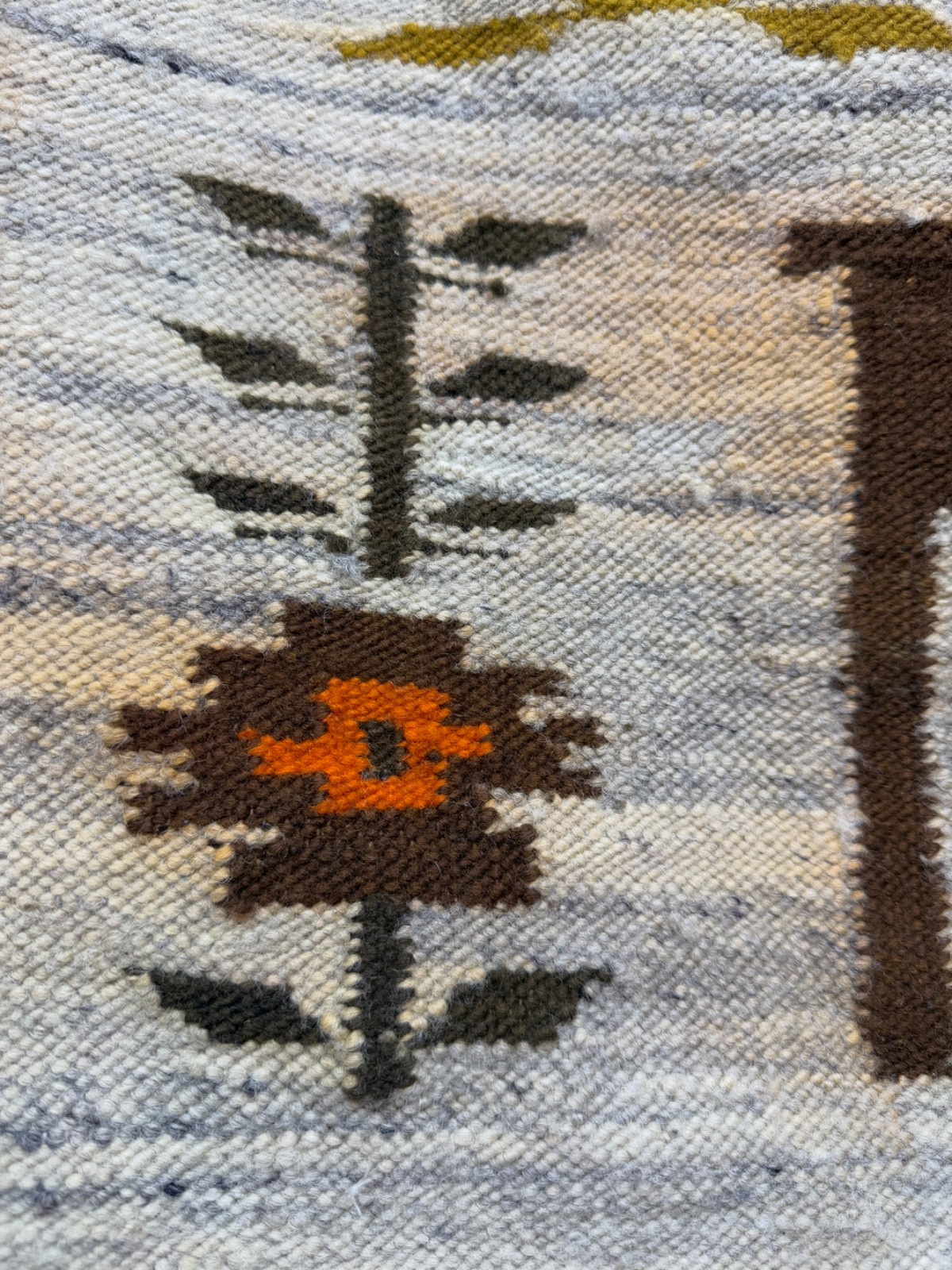 Vintage Beautiful Hand Woven Polish Polandi Wool Weaving Tapestry Kilim Rug