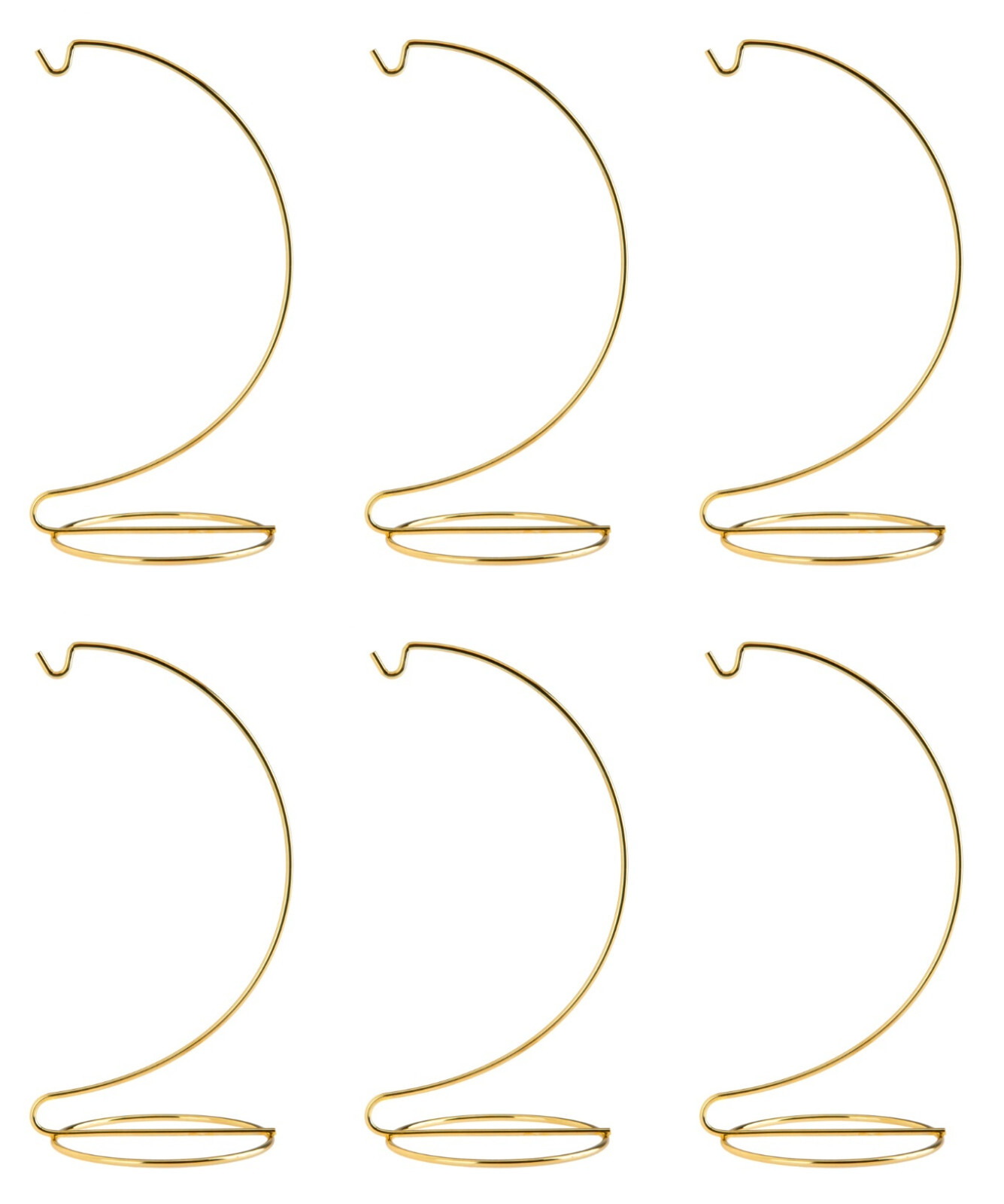 8 Inch Tall Bright Gold Ornament Display Stand Wire Hanger Holders, Pack of 6