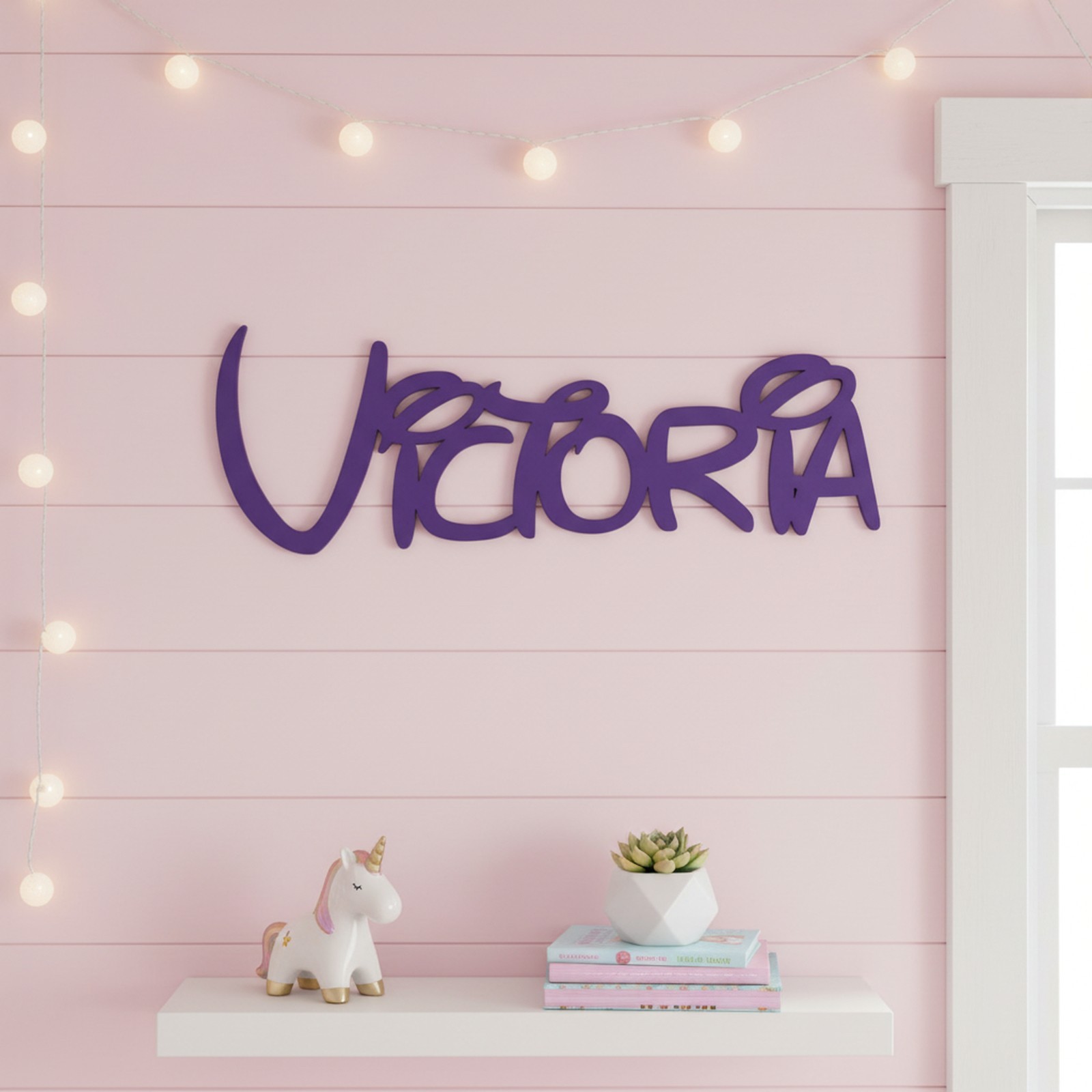 Personalized Disney-Style Name Sign – Custom Wooden Nursery Kids Room Wall Decor