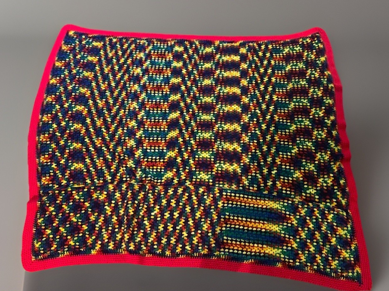 Vintage Handmade Crochet Afghan Blanket 76in By 59.5 In Rate Retro