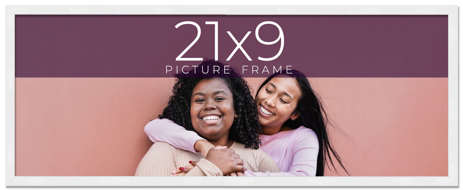 21×9 Frame White Real Wood Picture Frame Width 0.75 inches | Interior Frame Dept