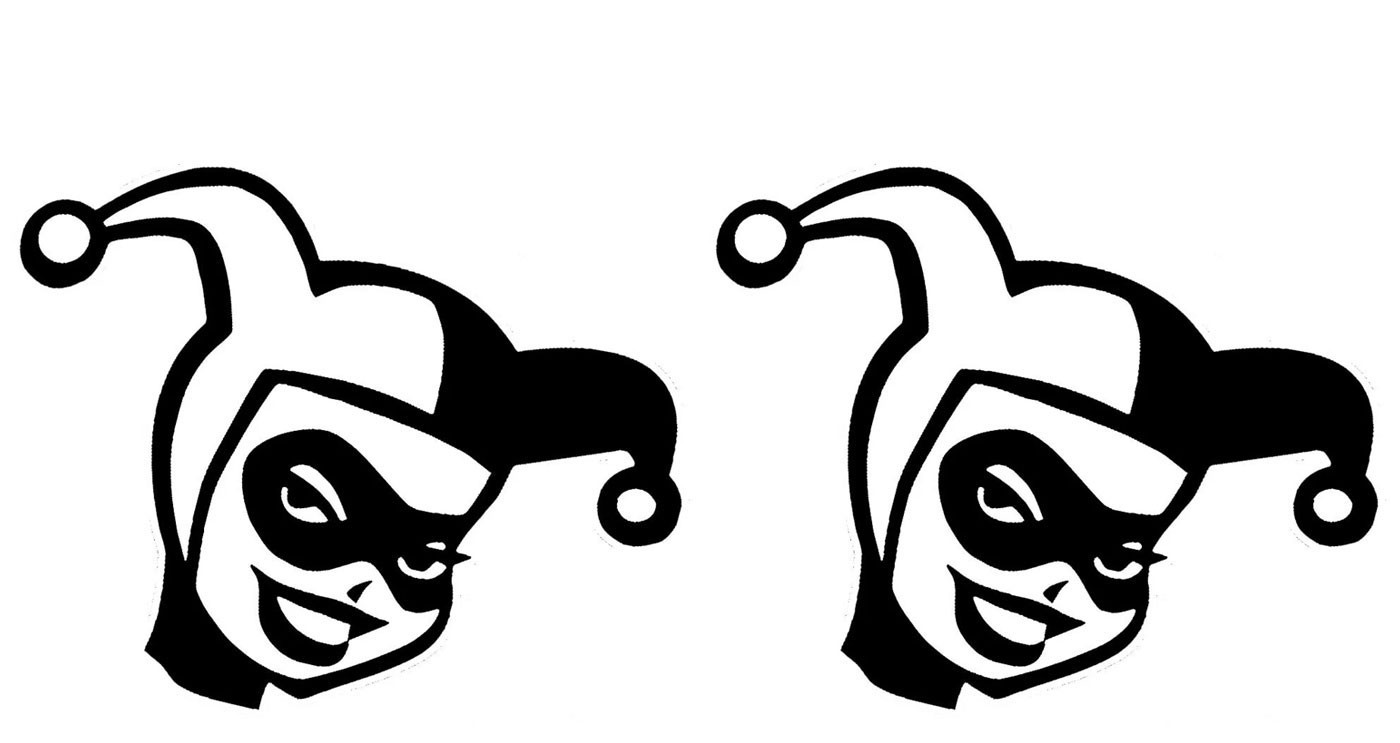Harley Retro Harlequin Face Two Pack 5&Prime; x 4&Prime; Vinyl Decals Vehicles Tumbler Mug