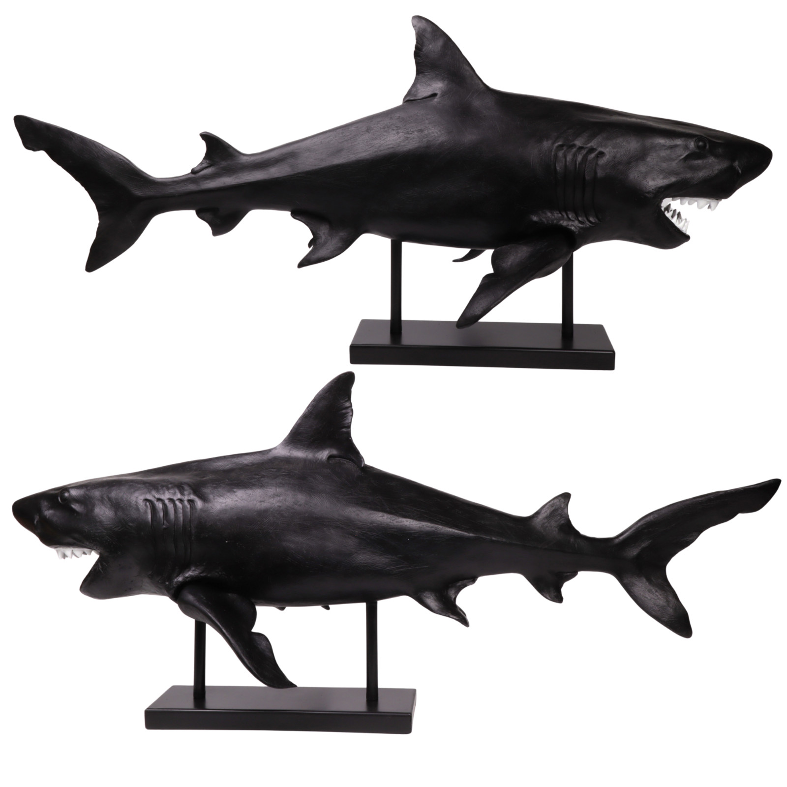 Resin Shark Sculpture Figurine On Stand For Coastal Beach Ocean Home Decor