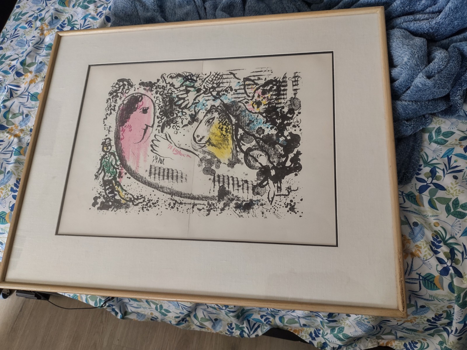 MARC CHAGALL Reverie 15&Prime; x 22&Prime; Lithograph 1969 Modernism Black & White, Pink, Ye
